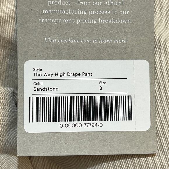 Everlane Way High Drape Pant Wide Leg Hi-Rise Sandstone Women 8S Inseam 29 NWT - Picture 12 of 13